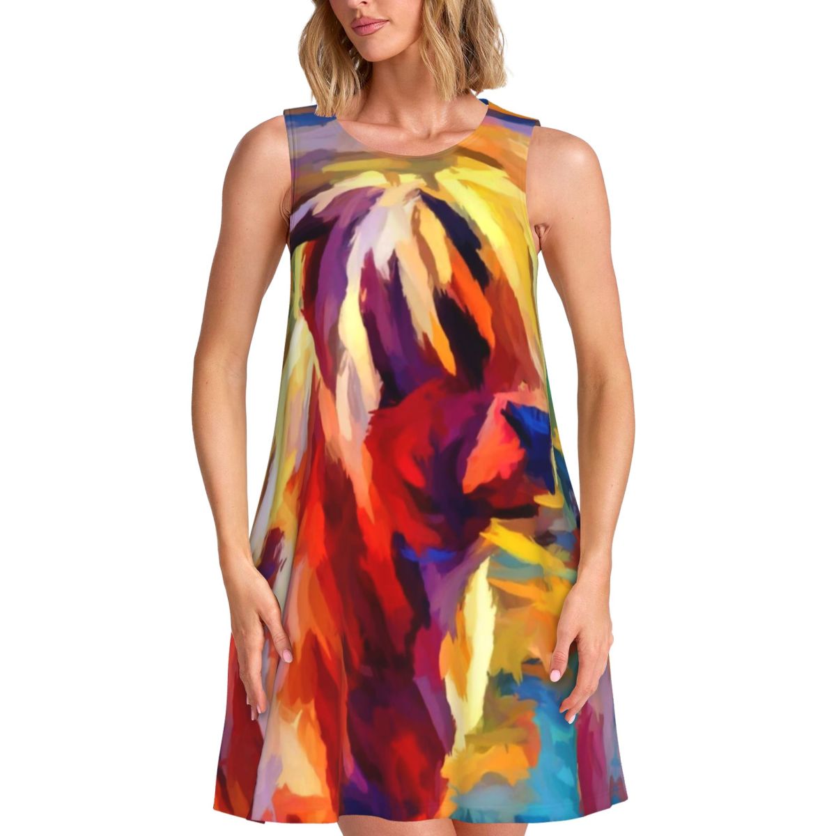 Summer Clothing Ideas For Women - Highland Cow Casual Dress Colorful Animal
