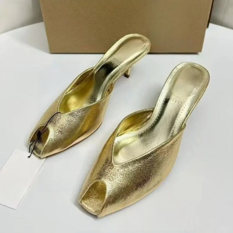 Summer Clothing Offers - Women's Pumps Designer Gold Women Mules