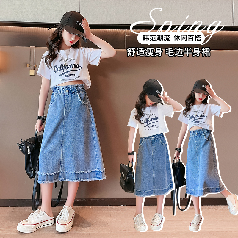 School Girls Denim Skirt Sprin - Summer Clothing Teen Girls 评论和价格
