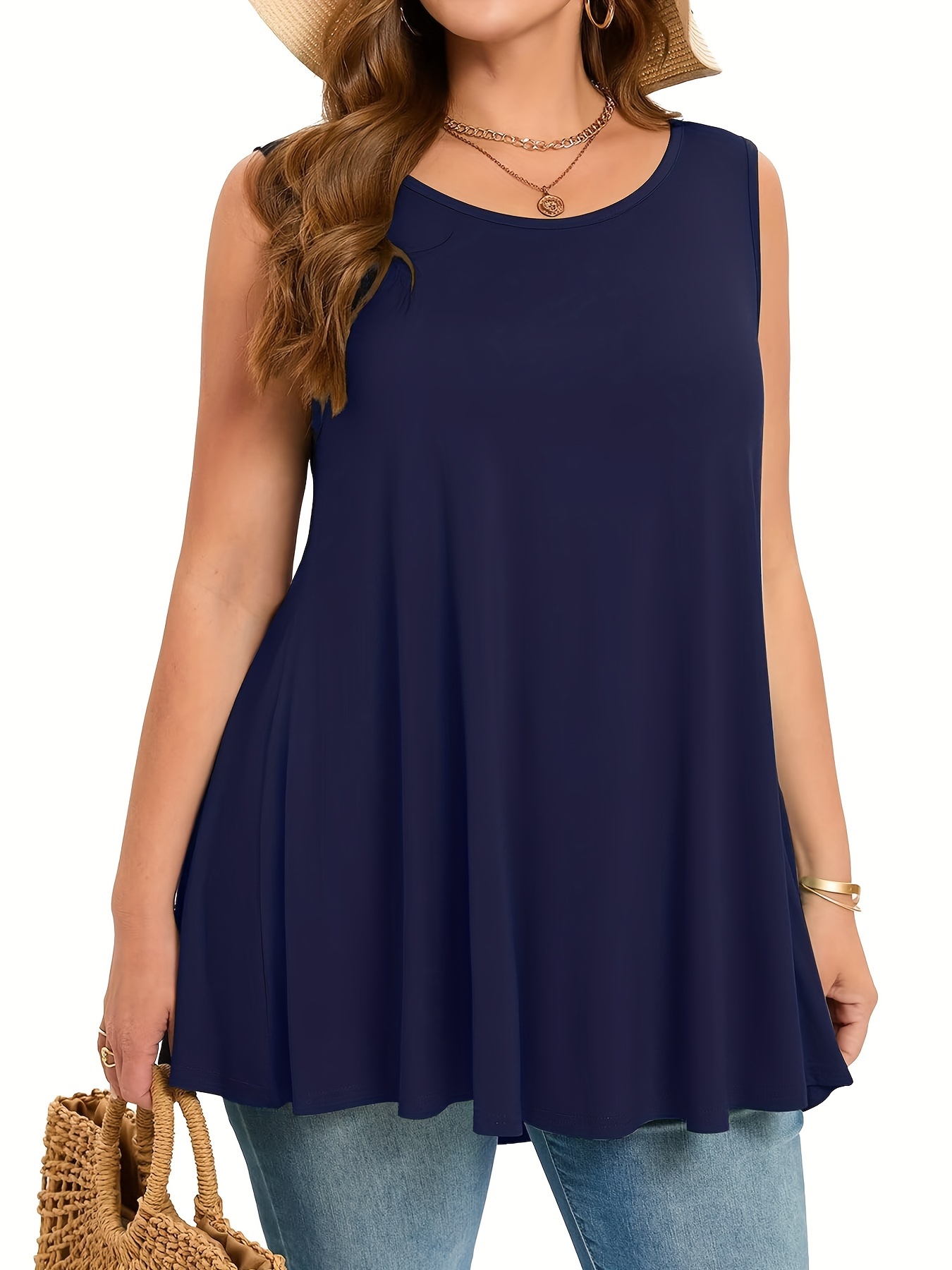 Plus Size Simple Solid Tank To - Summer Clothing Plus 评论和价格
