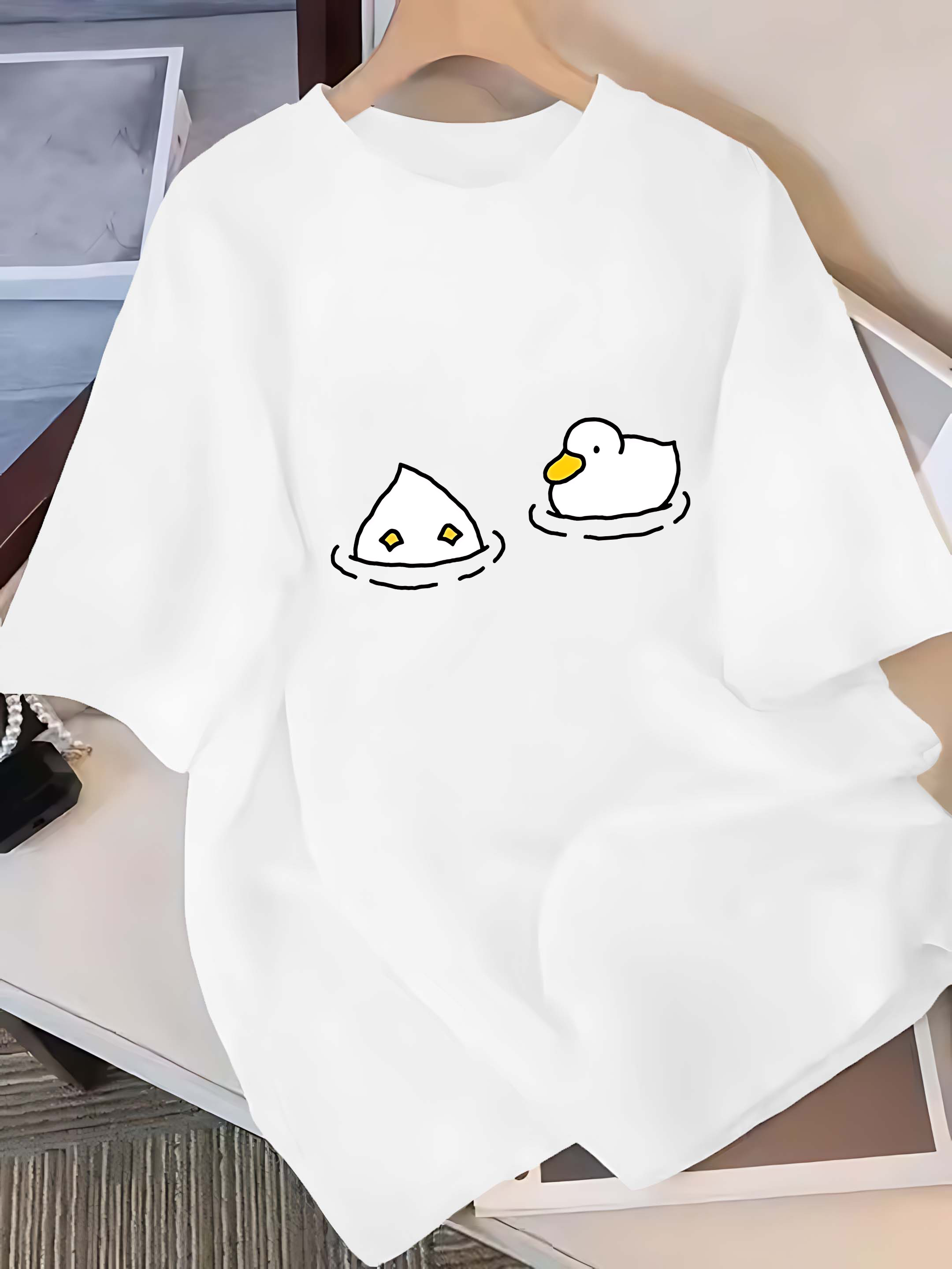 Short-sleeved T-shirt: Cute Ca - Summer Duck Clothing 评论和价格