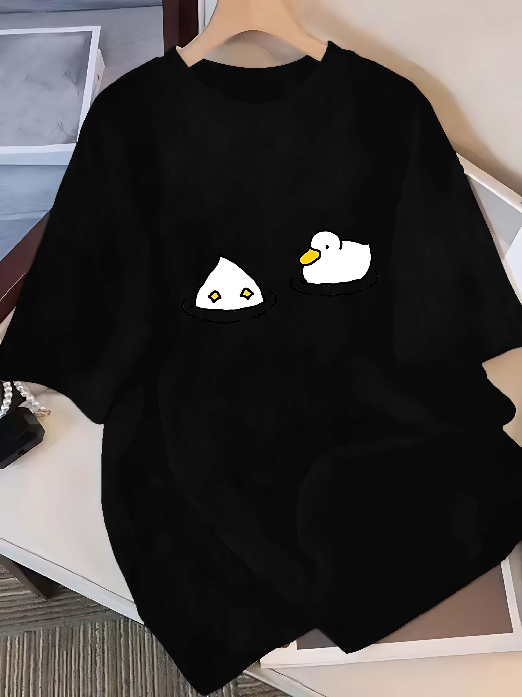Short-sleeved T-shirt: Cute Ca - Summer Duck Clothing 评论和价格
