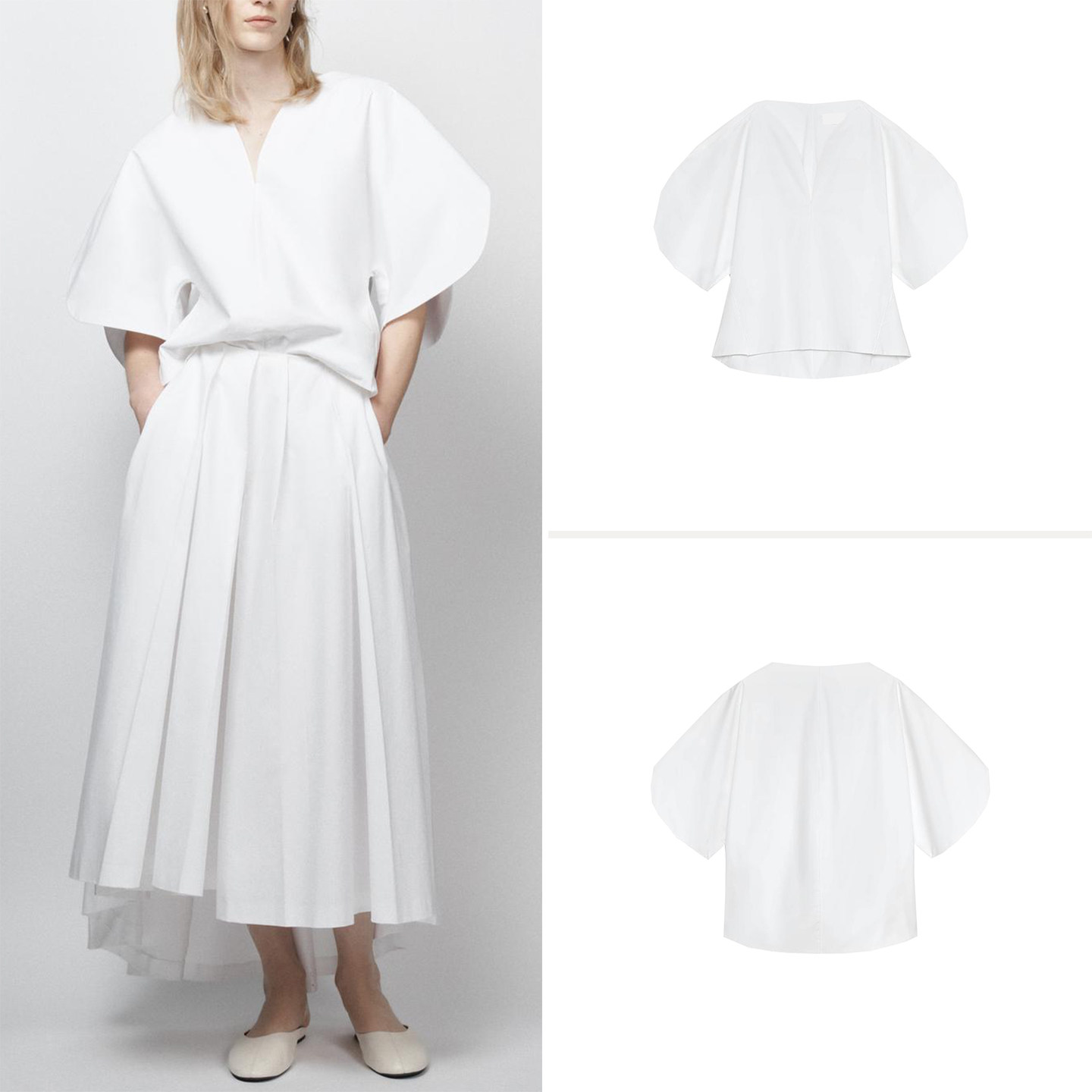 Fashionable White Loose Shirt  - Summer Line Clothing Brand 评论和价格