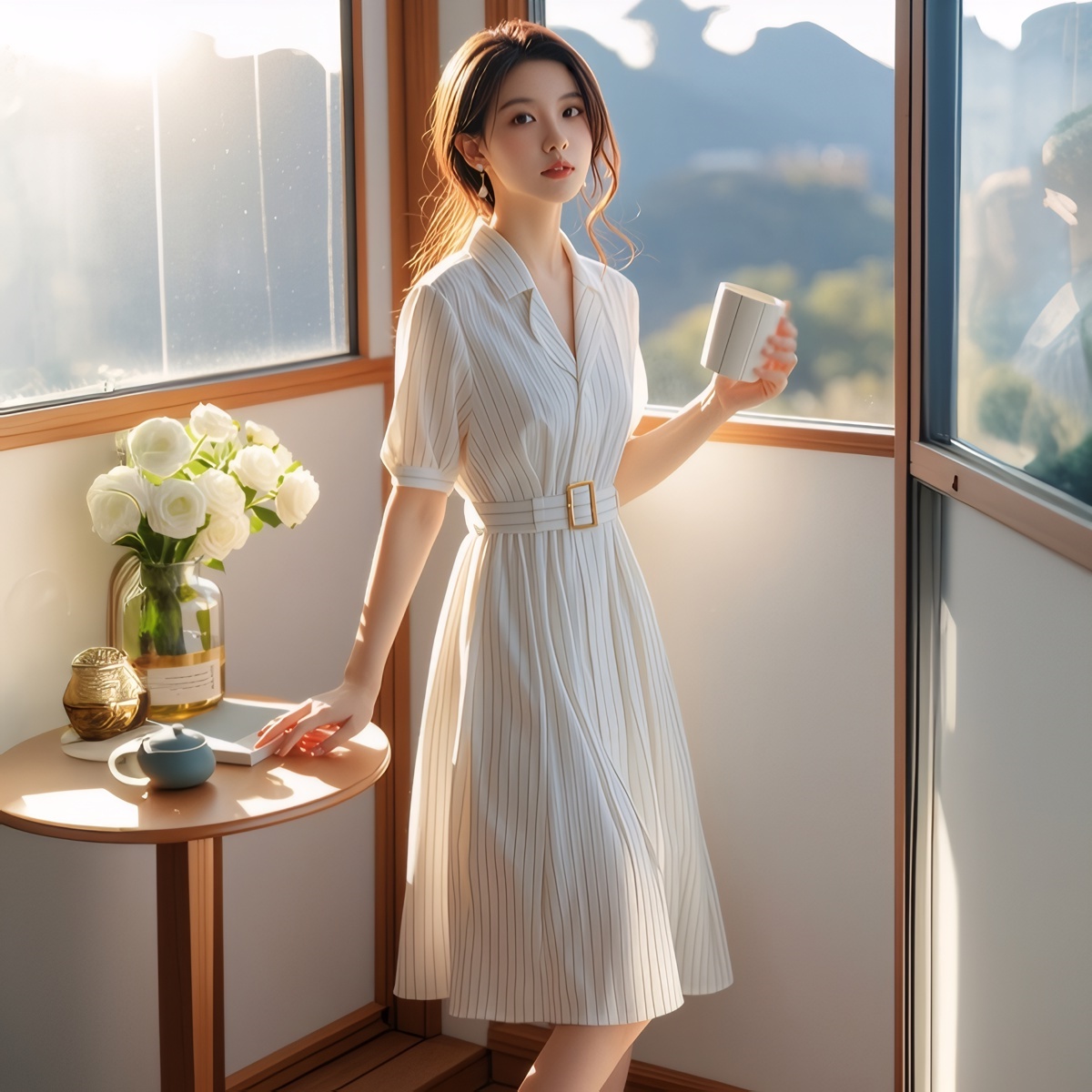 High Waist Stripe Dress Slimmi - Summer Line Clothing Brand 评论和价格