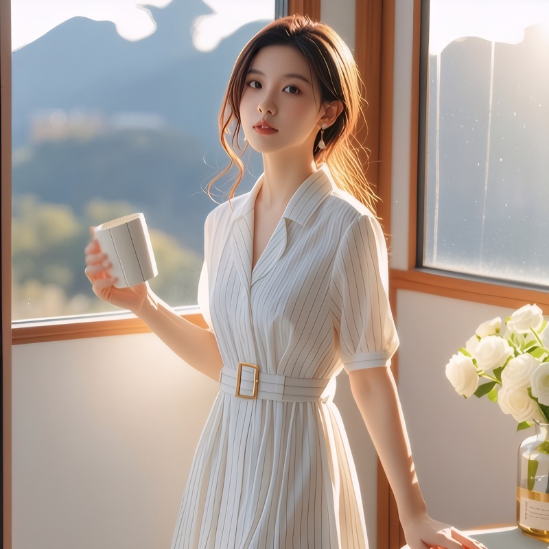 High Waist Stripe Dress Slimmi - Summer Line Clothing Brand 评论和价格