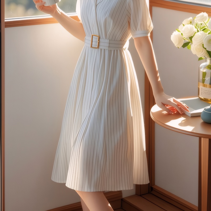High Waist Stripe Dress Slimmi - Summer Line Clothing Brand 评论和价格