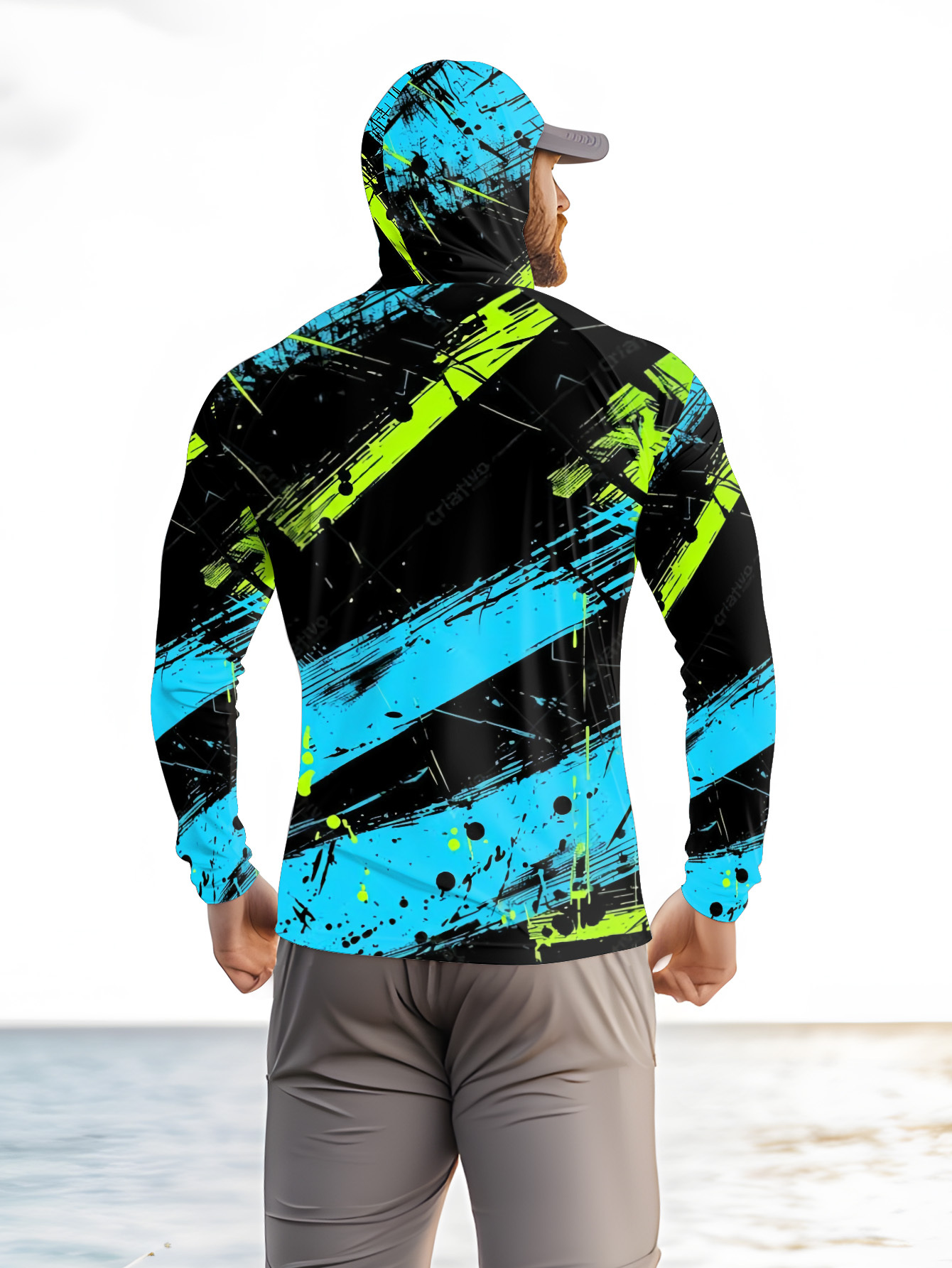 Fishing Hoodie Men Long Sleeve - Summer Outdoor Clothing 评论和价格
