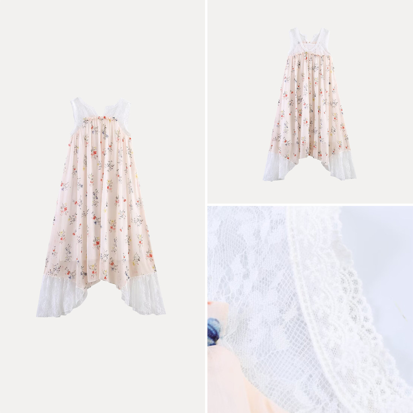 Fashionable Lace Trim Hem Slee - Summer Line Clothing Brand 评论和价格