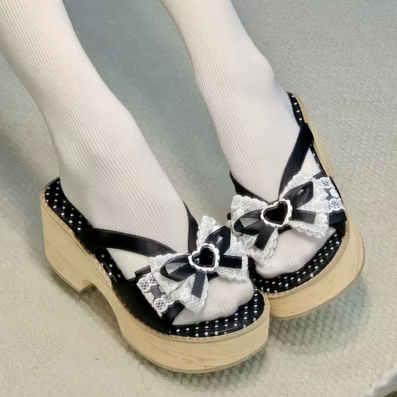 Sweet Bow Wood Grain Thick Bot - Summer Clothing Offers 评论和价格