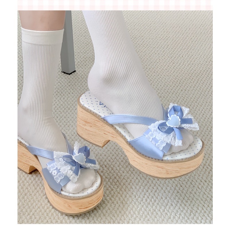 Sweet Bow Wood Grain Thick Bot - Summer Clothing Offers 评论和价格