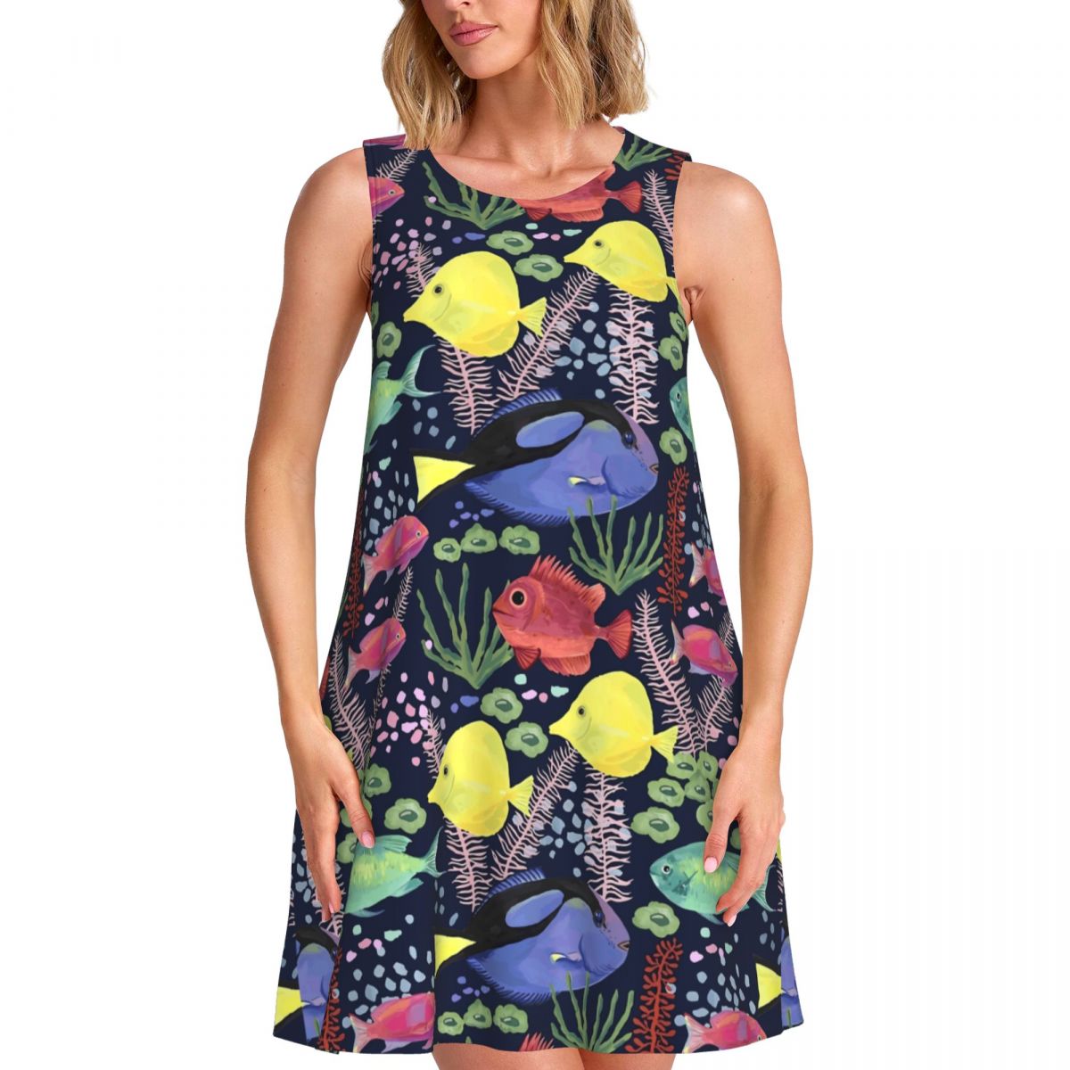Sea Fish Tank Dress Colorful O - Summer Clothing Ideas For Women 评论和价格