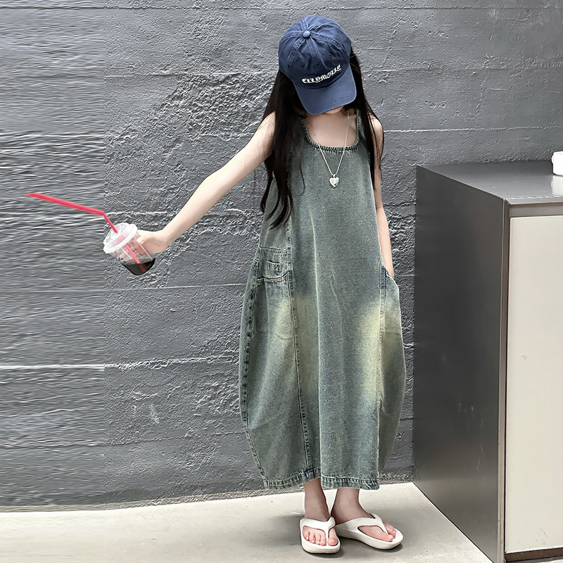 Vintage Blue Children Girls Hi - Summer Clothing Set For Girls 评论和价格