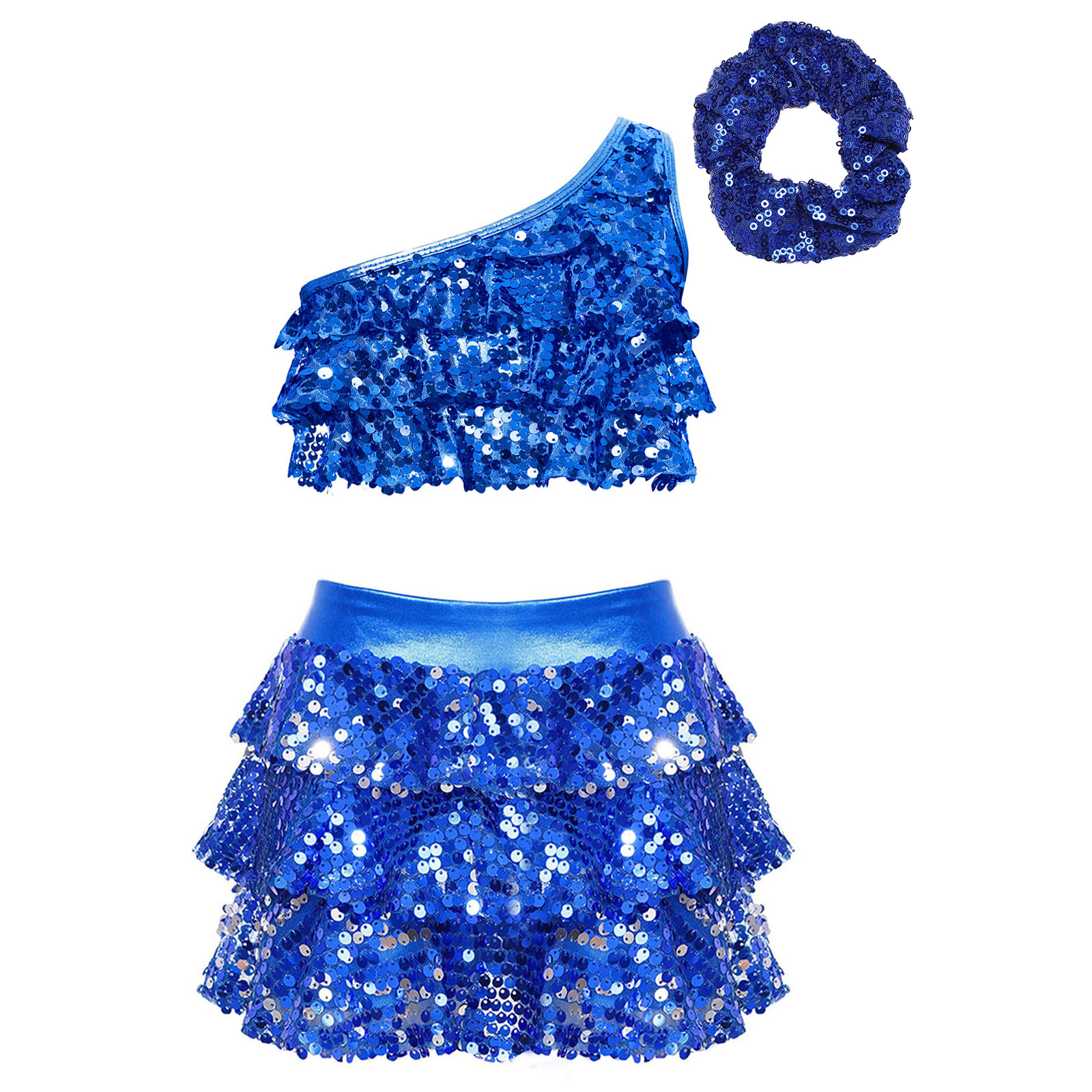 Kids Girls Shiny Sequins Latin - Summer Clothing Set For Girls 评论和价格