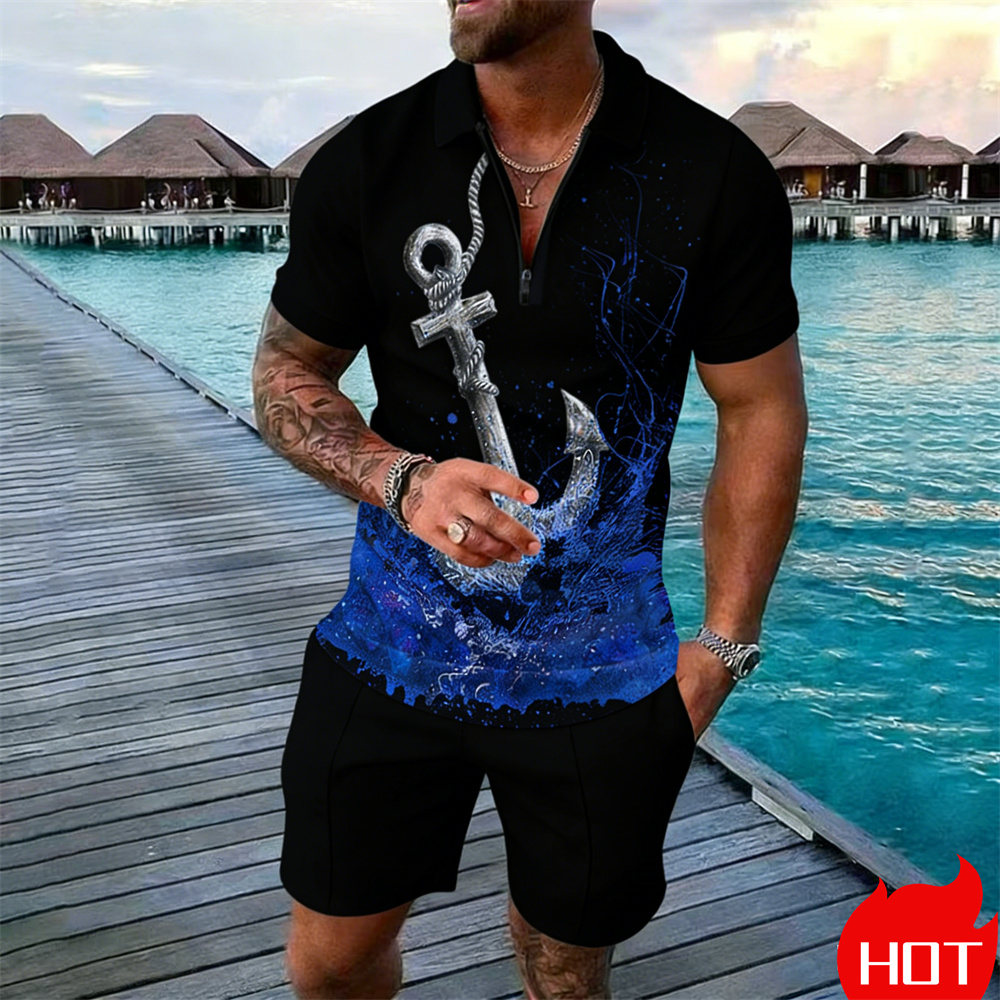 Summer man polo shirt set Vint - Summer Vacation Clothing Men 评论和价格